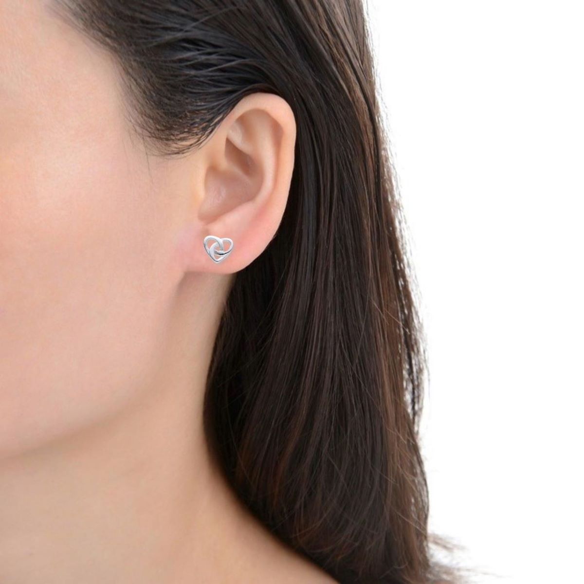 Aretes Corazón Nudo - Plata