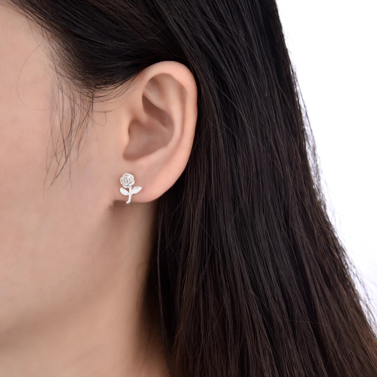 Aretes Rosa con Punto de Luz - Plata
