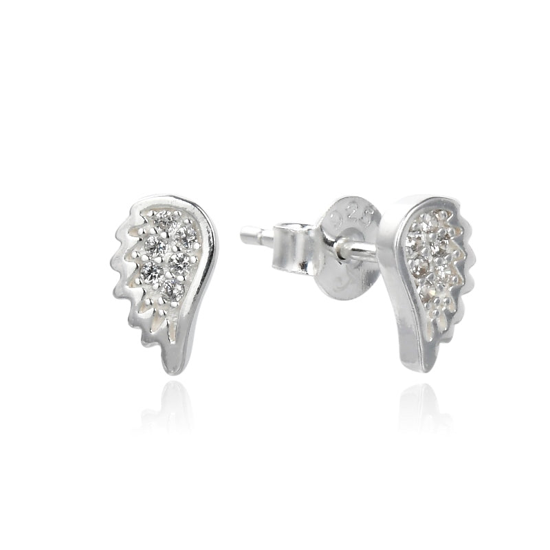 Aretes Alas con Brillos - Plata