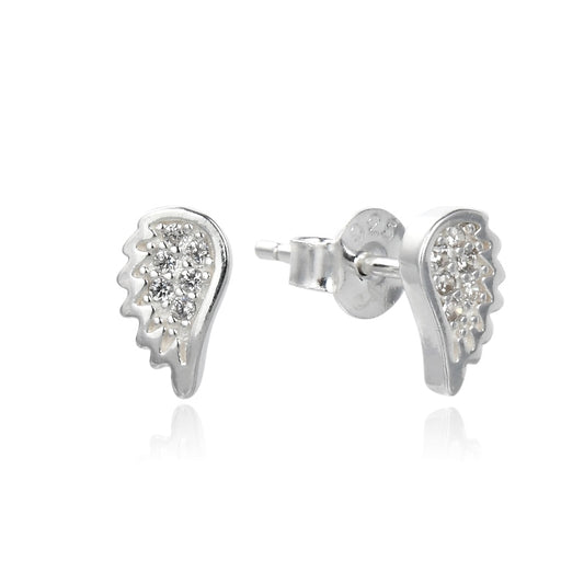 Aretes Alas con Brillos - Plata