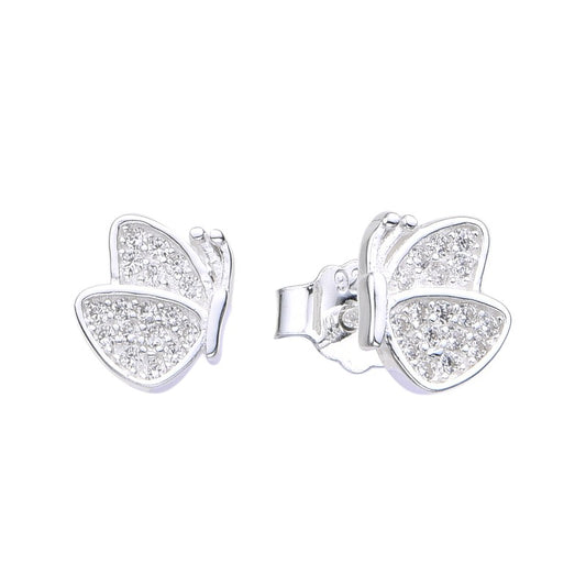 Aretes Mariposa Brillos - Plata