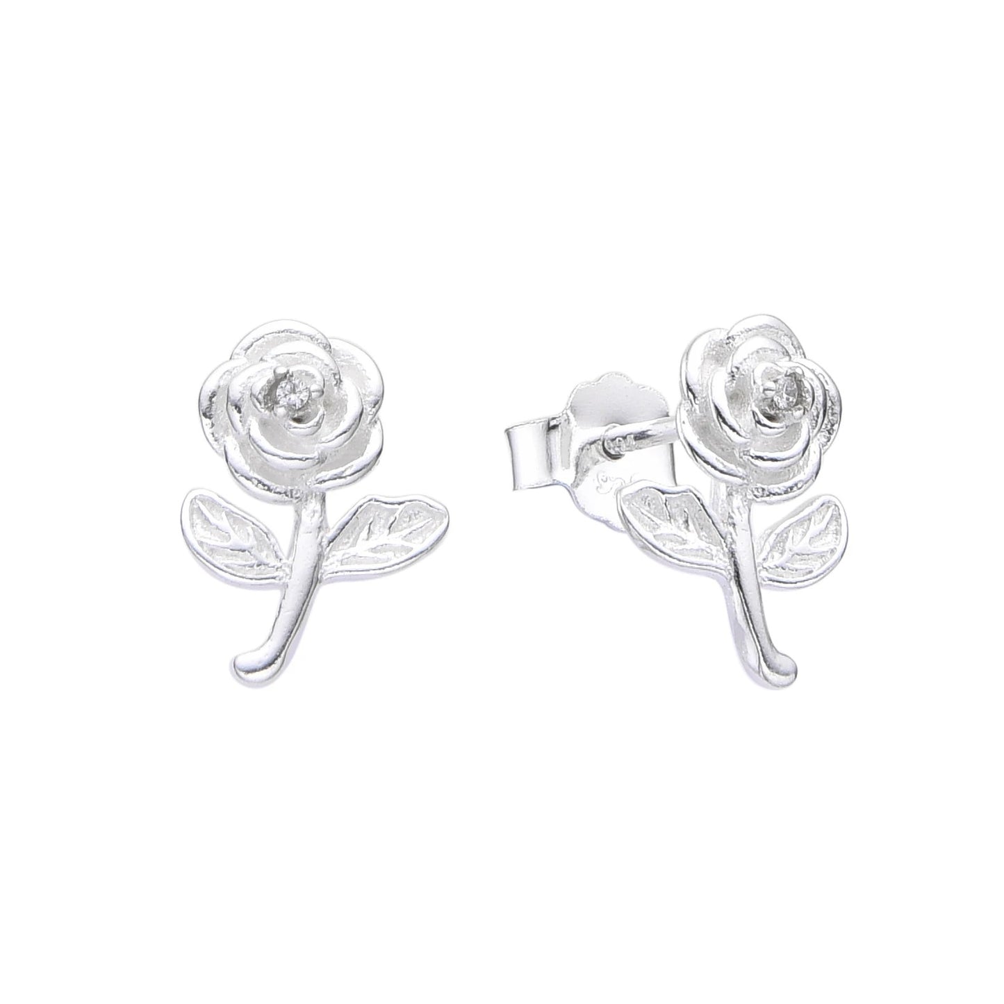 Aretes Rosa con Punto de Luz - Plata