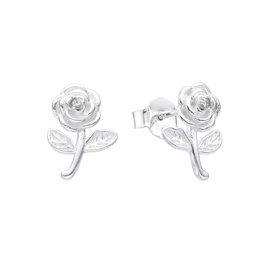 Aretes Rosa con Punto de Luz - Plata