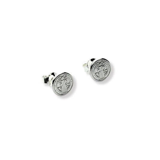 Arete Medalla de San Benito 10mm - Plata