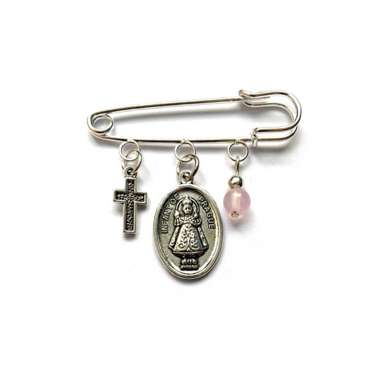 Broche Imperdible Divino Niño Jesús de Praga - Rosa