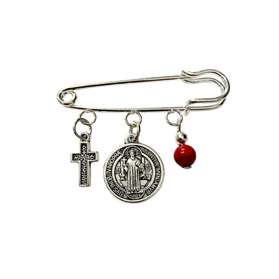 Broche Imperdible San Benito Rojo