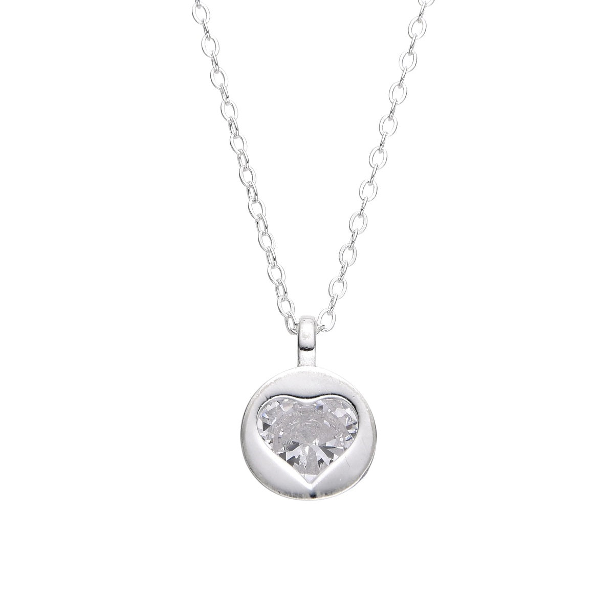 Collar Corazón Con Punto de Luz - Plata