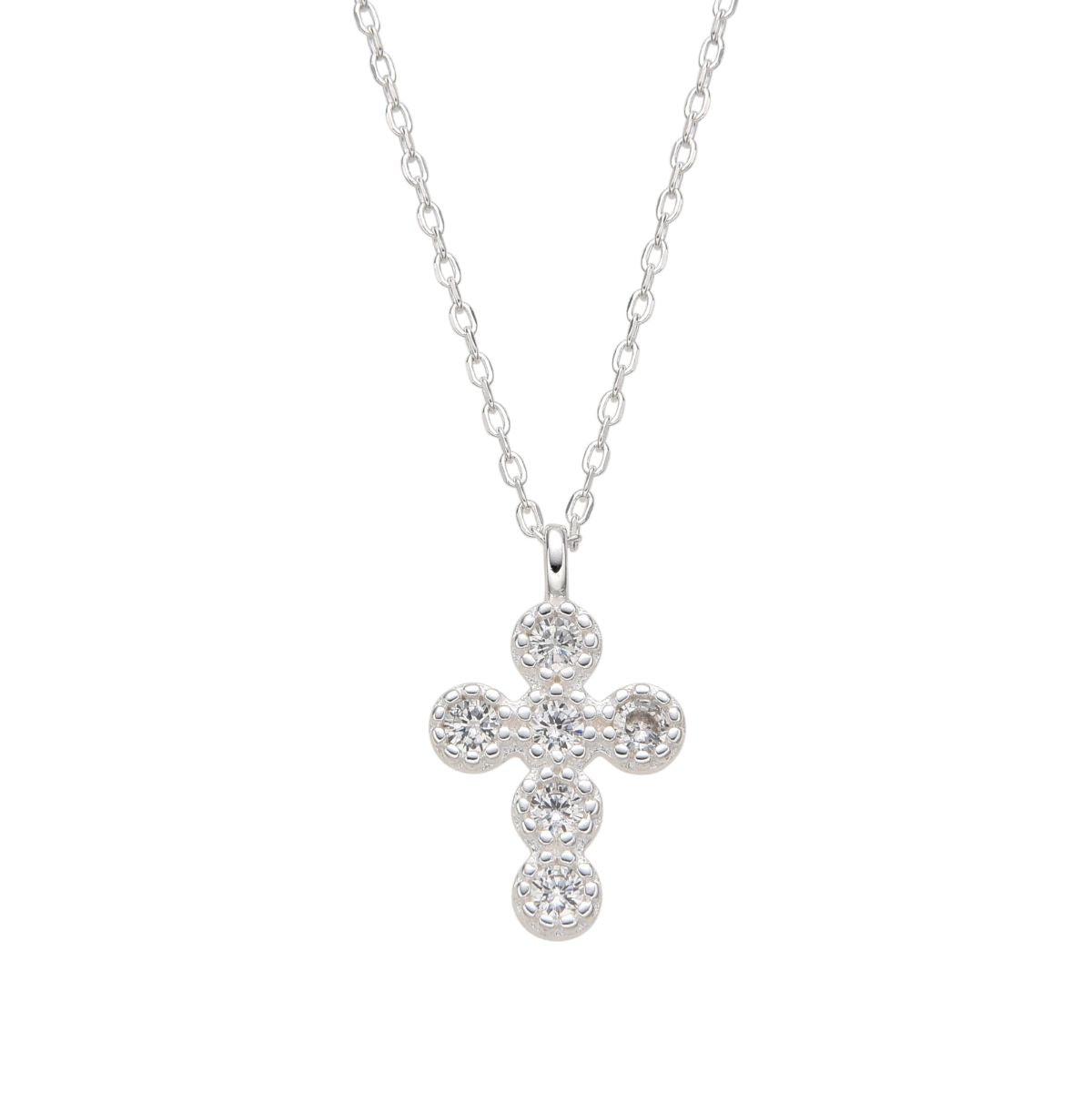 Collar Cruz Brillos - Plata