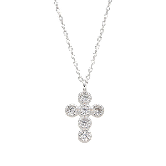 Collar Cruz Brillos - Plata