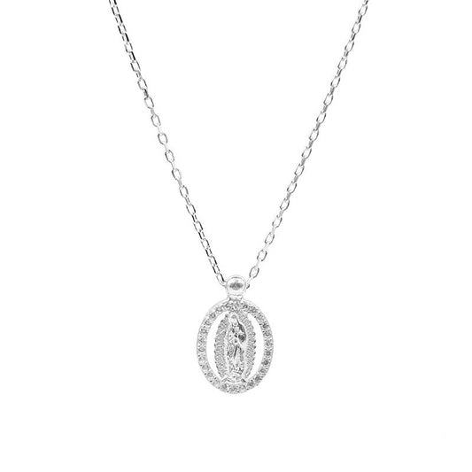 Collar Virgen de Guadalupe Brillos - Plata