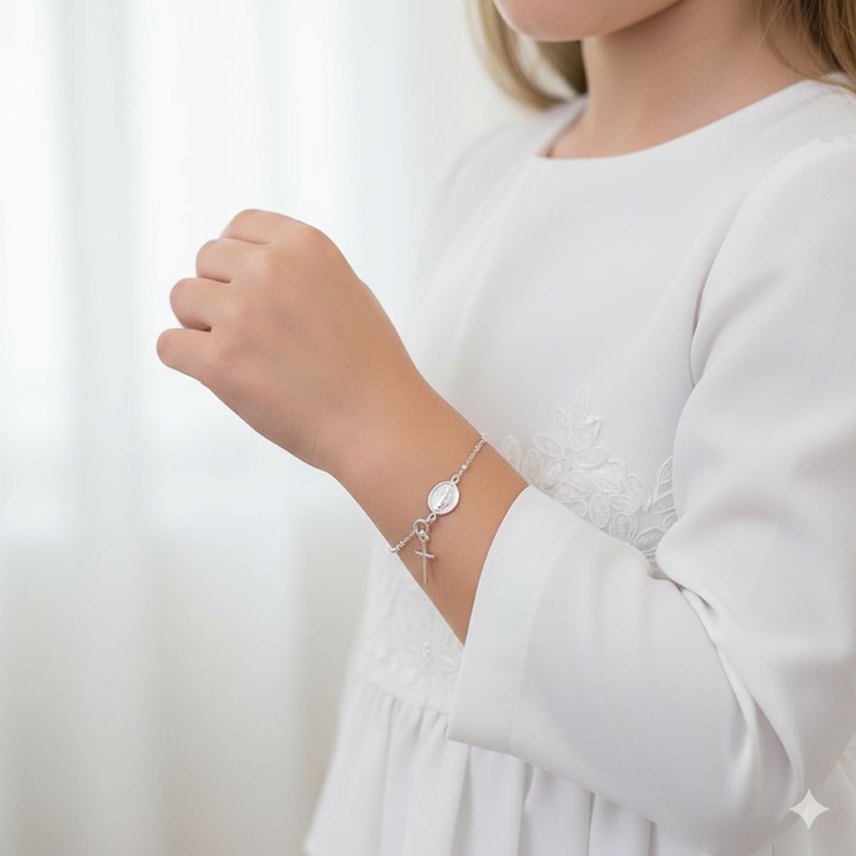 Pulsera Denario Medalla Milagrosa 2.5mm - Plata