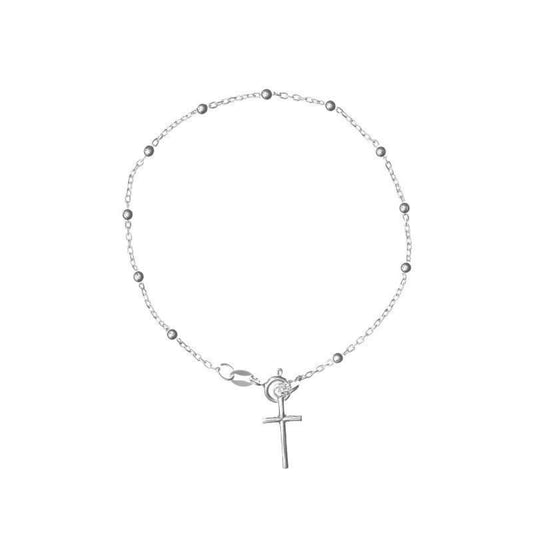 Pulsera Denario Cruz 3mm - Plata