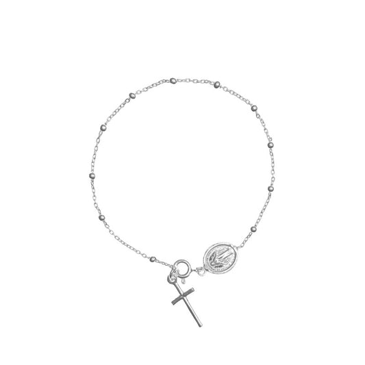 Pulsera Denario Medalla Milagrosa 2.5mm - Plata