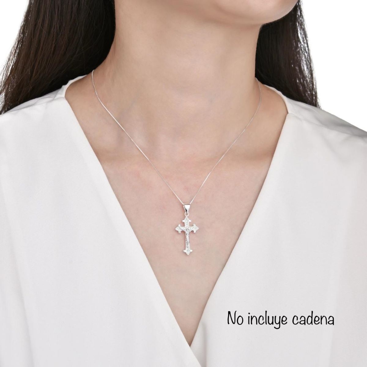 Dije Cruz Cristo Brillos - Plata