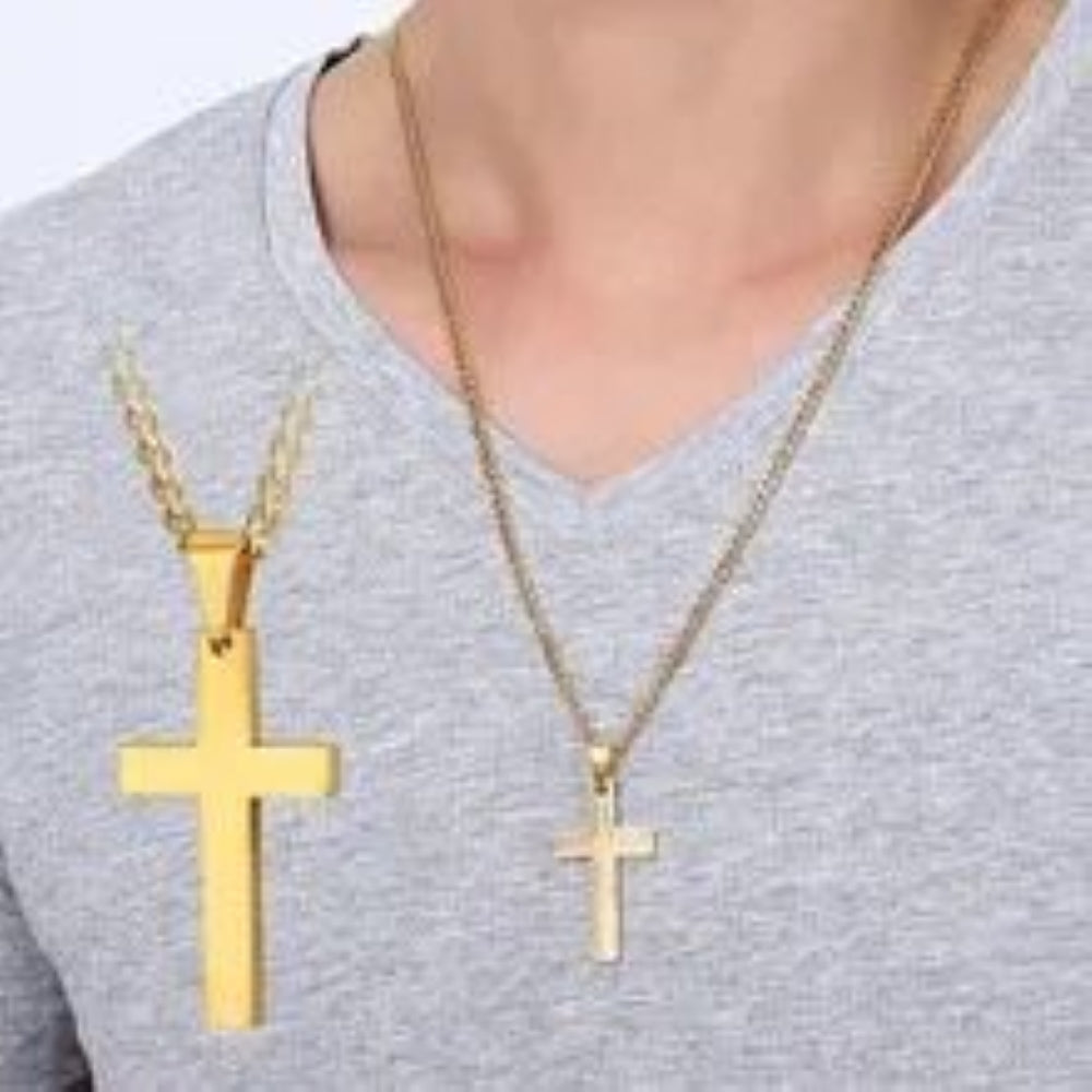 Dije Cruz y Cadena en Acero
