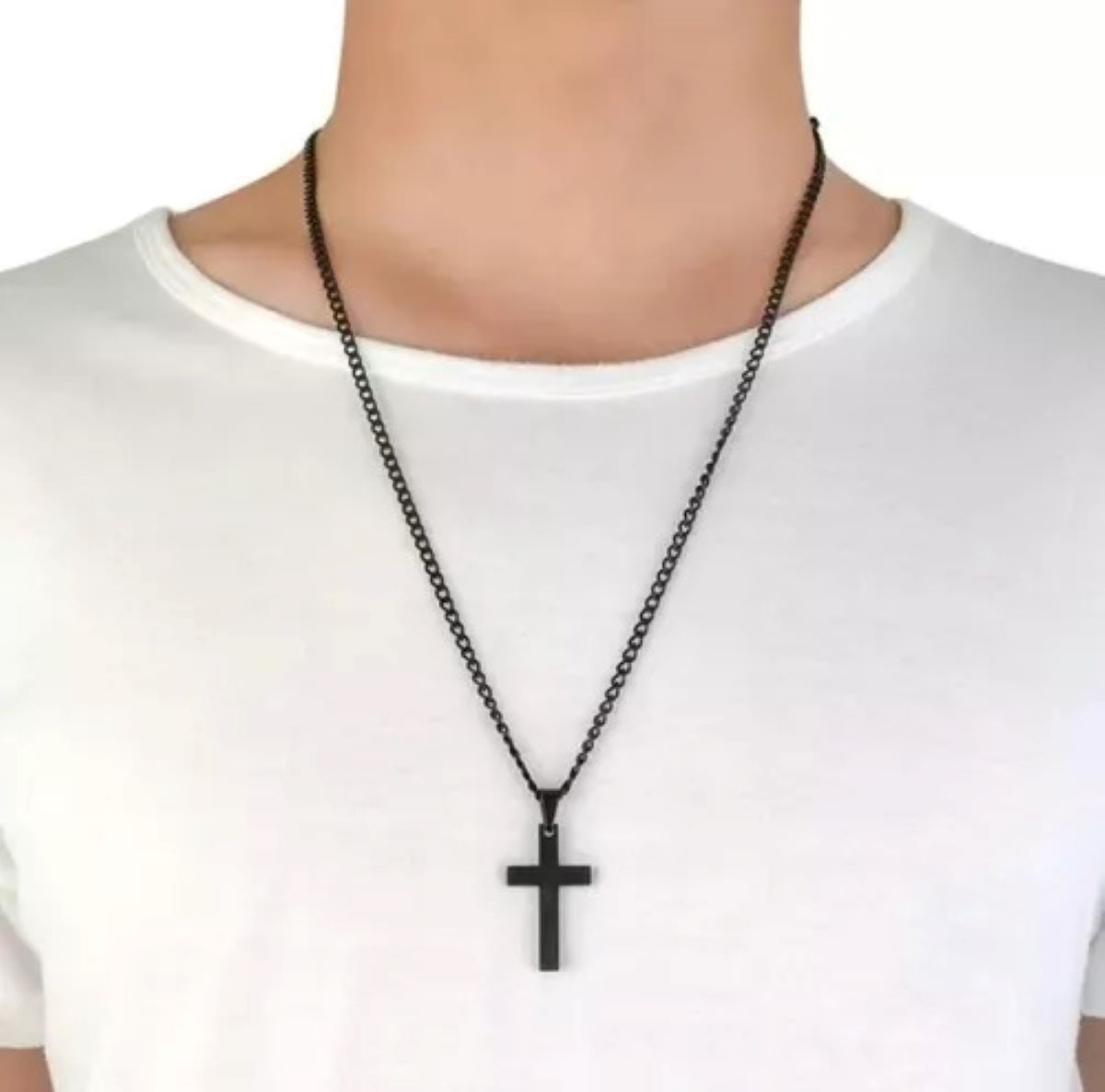 Dije Cruz y Cadena en Acero