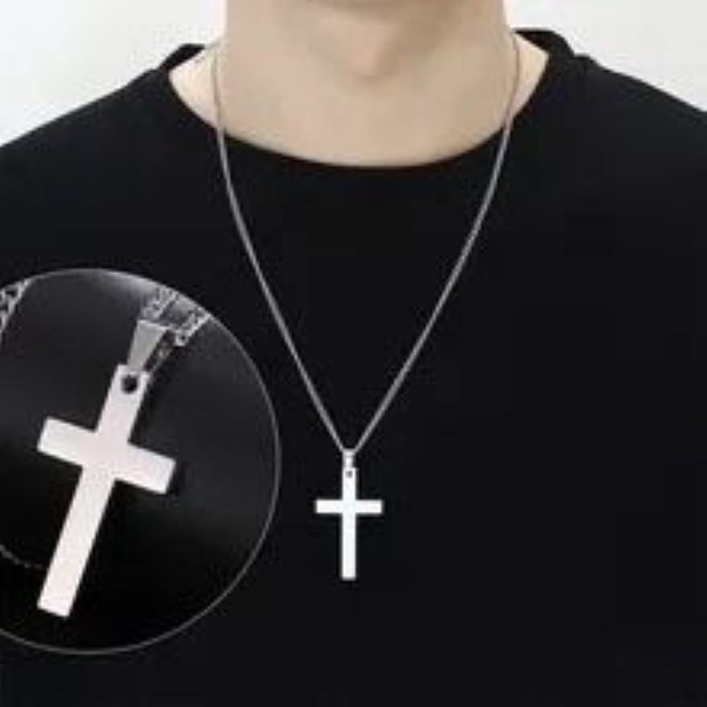 Dije Cruz y Cadena en Acero