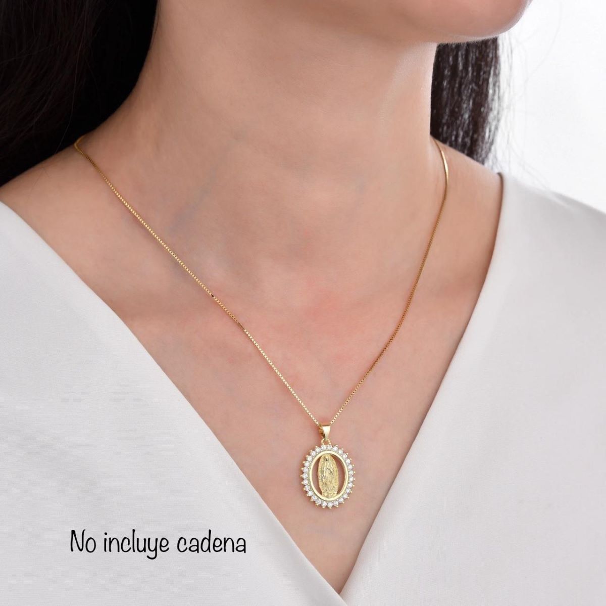Dije Virgen de Guadalupe Brillos Dorado - Plata