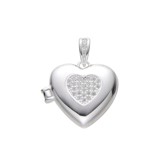 Dije Relicario Corazón con Brillos - Plata