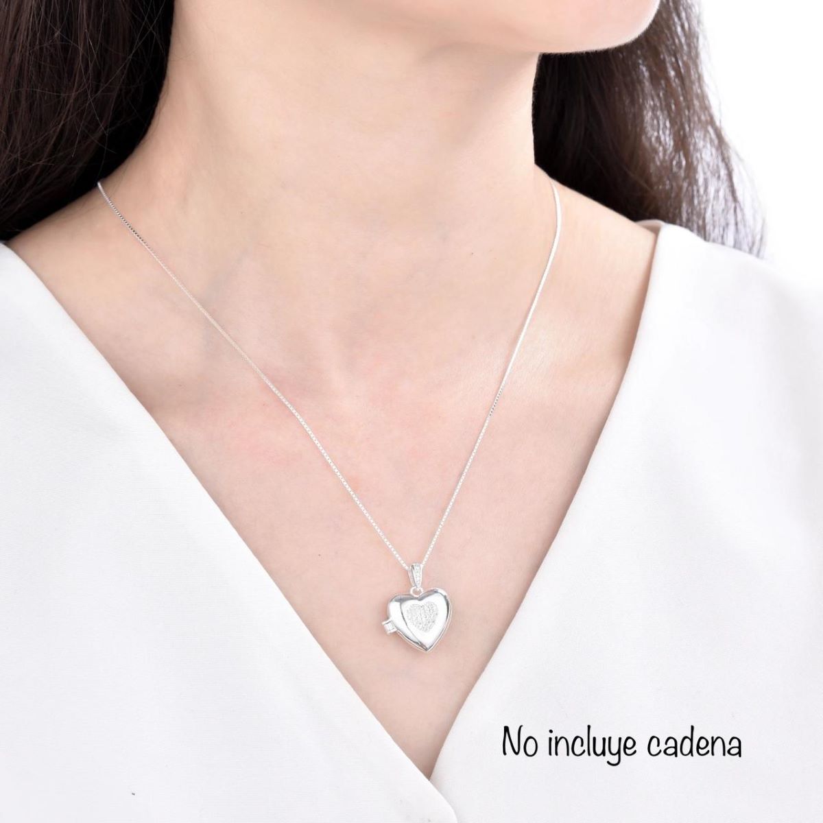 Dije Relicario Corazón con Brillos - Plata
