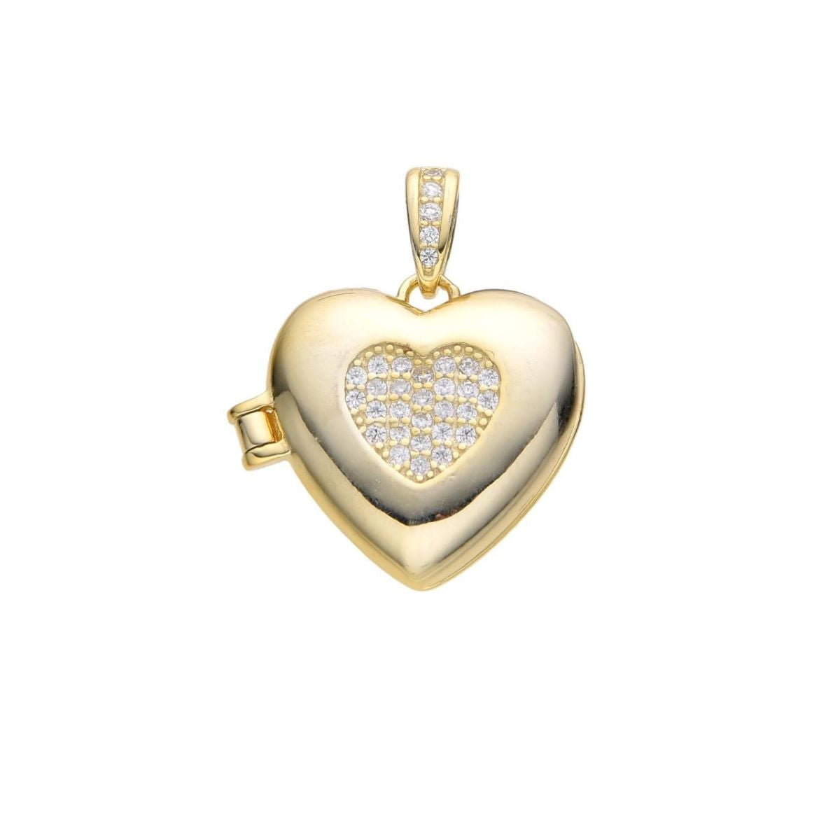 Dije Relicario Corazón con Brillos - Plata