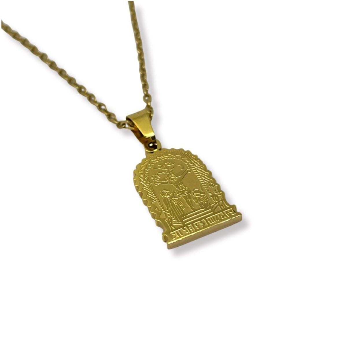 Dije Señor de los Milagros y Cadena Dorada - Acero