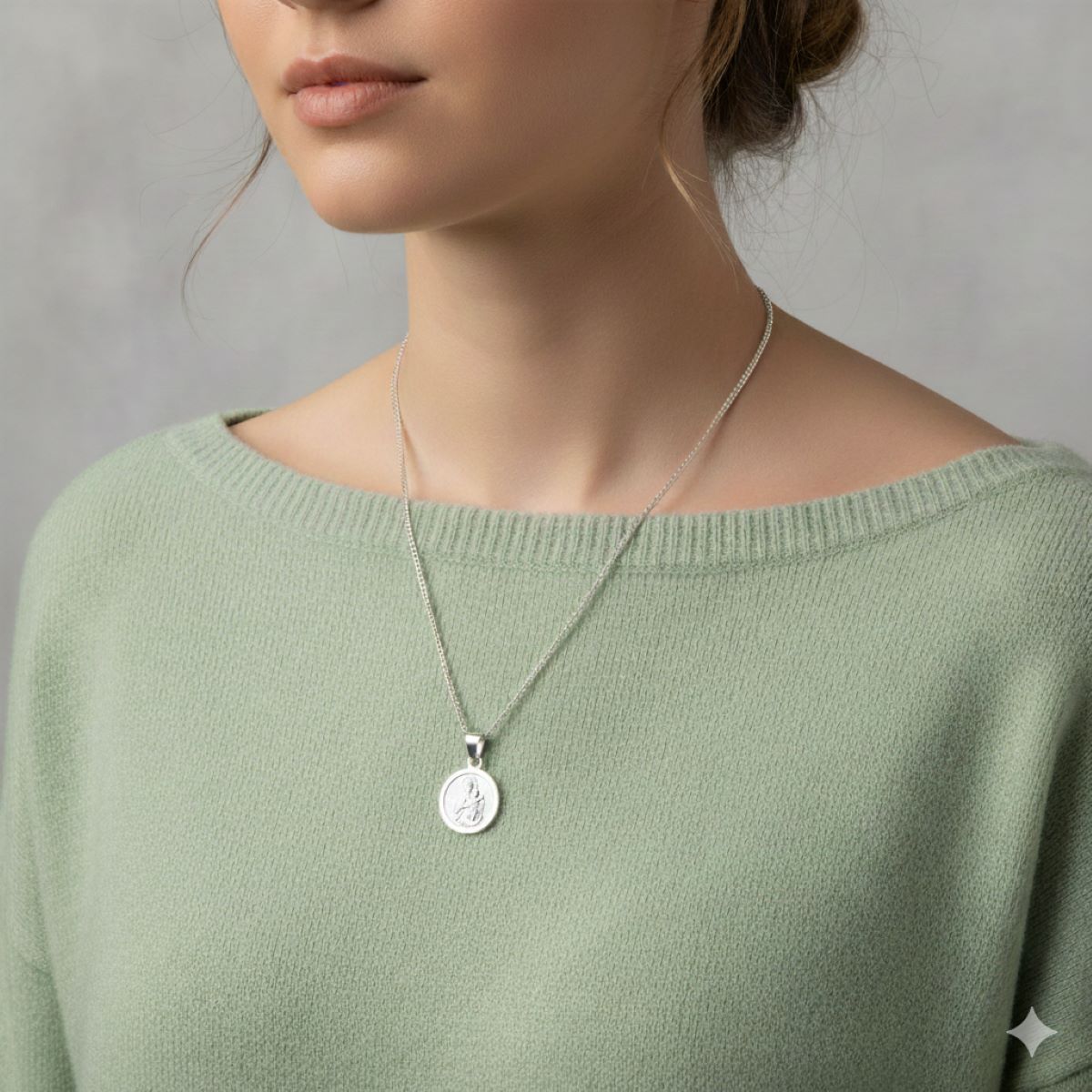 Dije Virgen del Carmen y Cadena - Plata