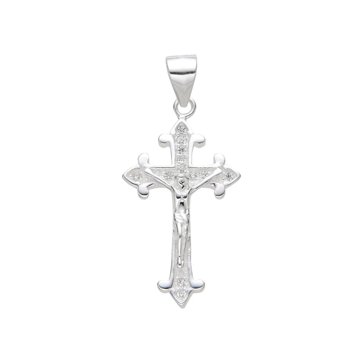 Dije Cruz Cristo Brillos - Plata