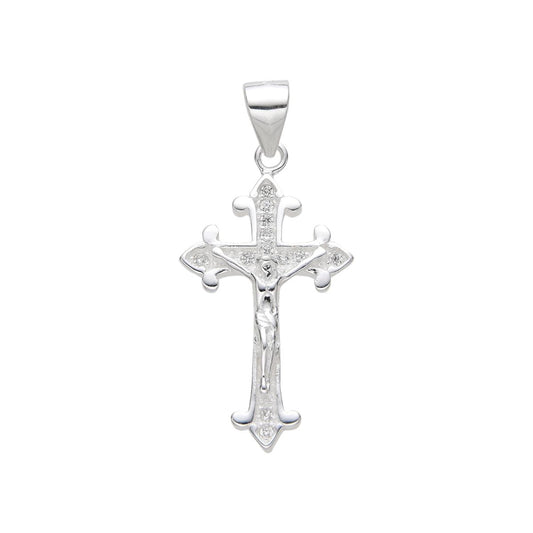 Dije Cruz Cristo Brillos - Plata