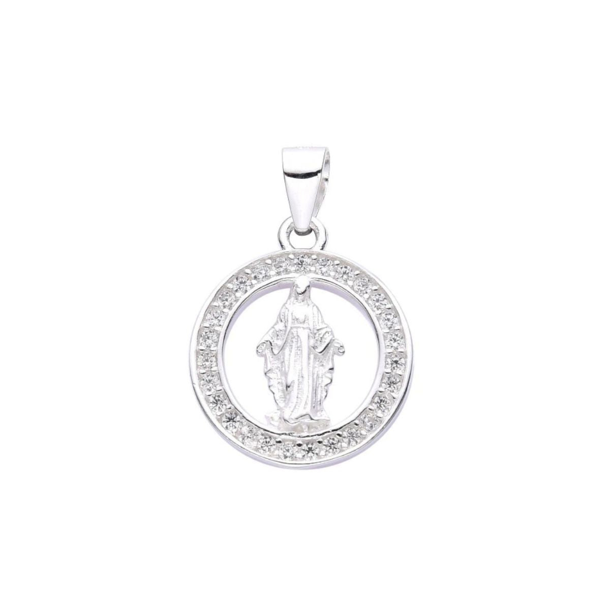 Dije Virgen Medalla de la Milagrosa con Cristales - Plata