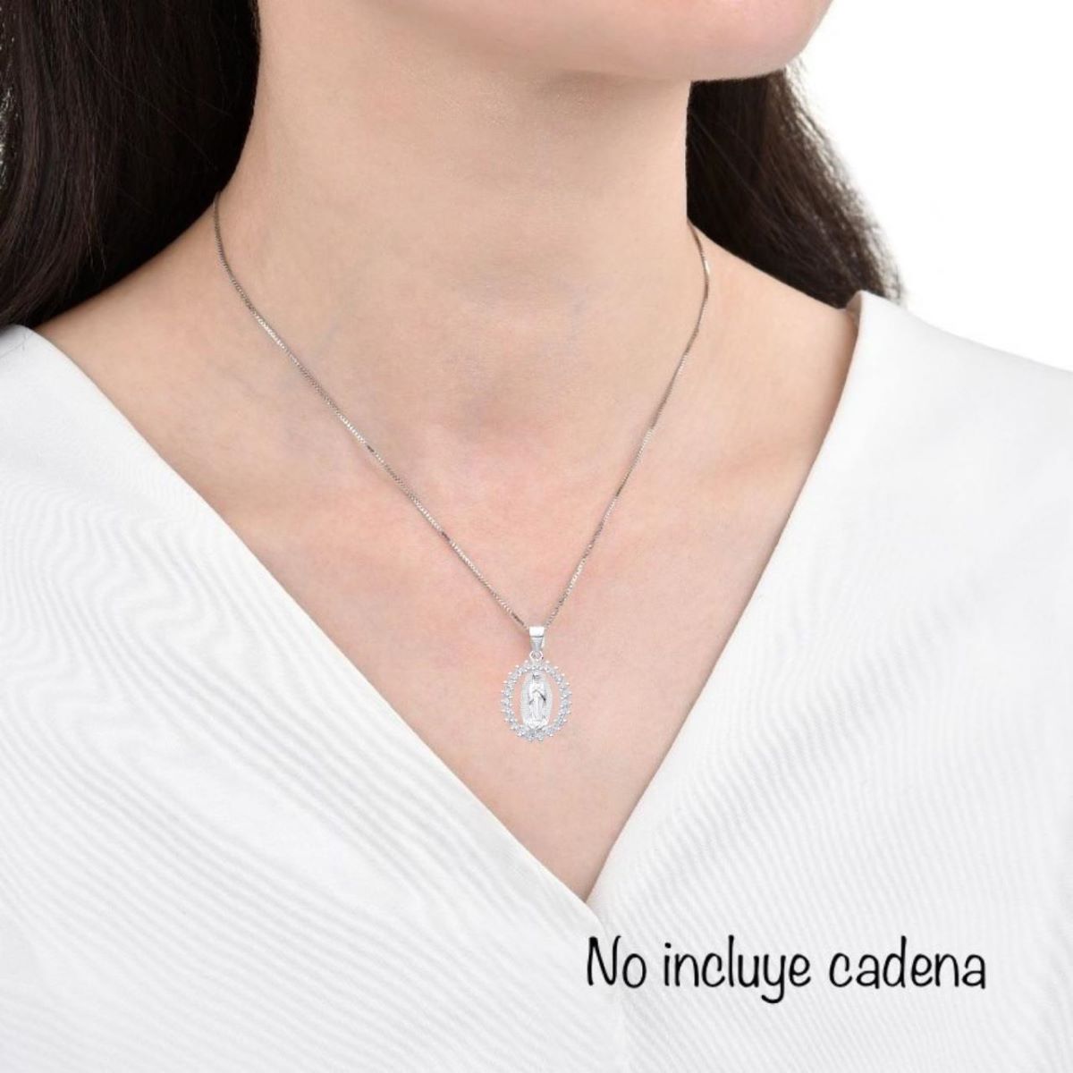 Dije Virgen de Guadalupe Brillos 15x18mm - Plata