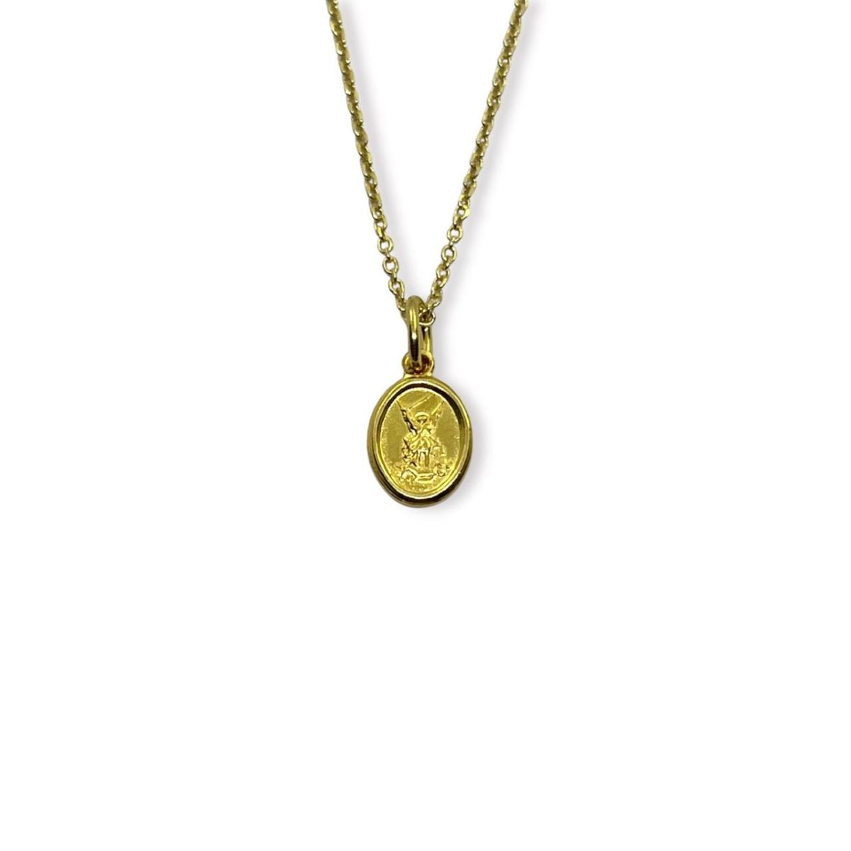 Dije San Miguel Arcangel y Cadena Dorada - Plata