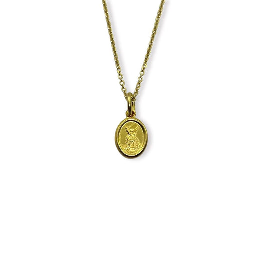 Dije San Miguel Arcangel y Cadena Dorada - Plata