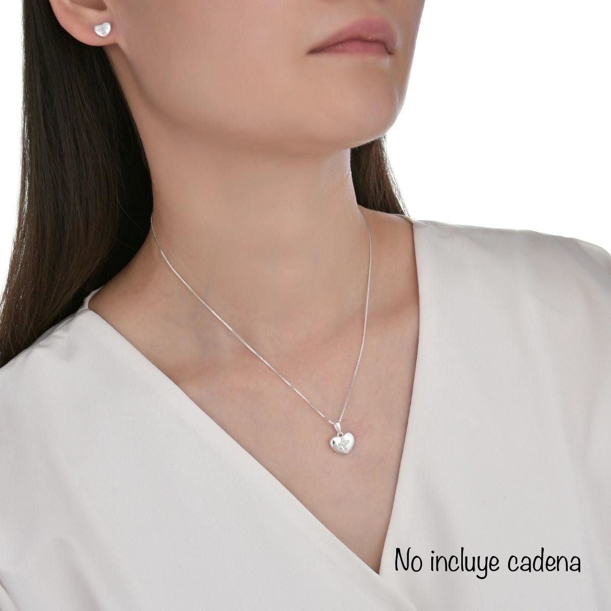 Juego Corazón Cruz Brillos - Plata