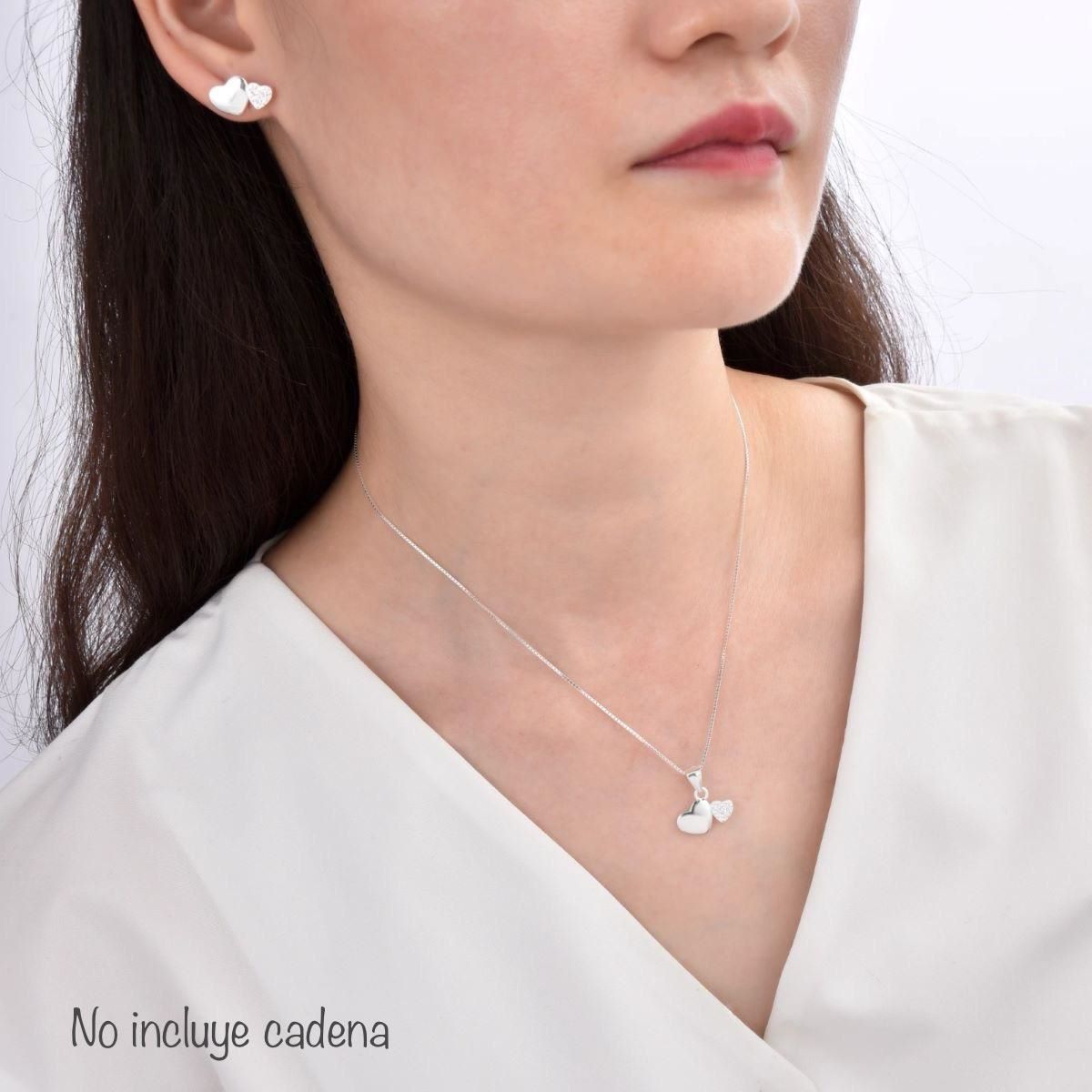 Juego Corazones Brillos - Plata