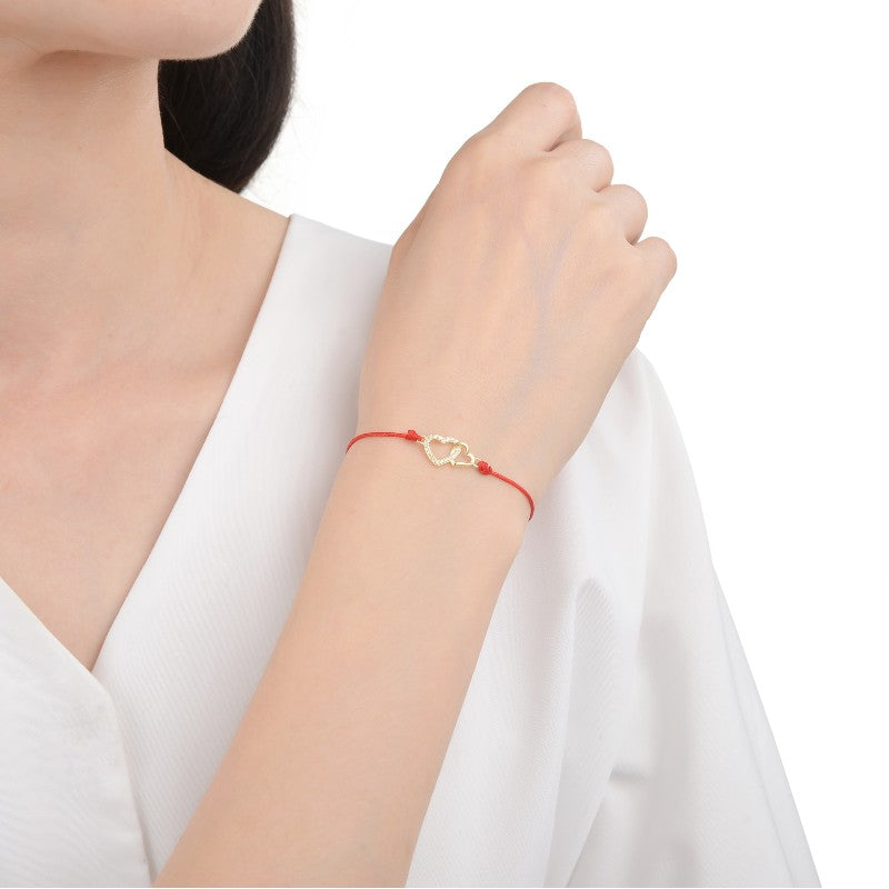 Pulsera Corazón Duo Brillos Dorada - Plata