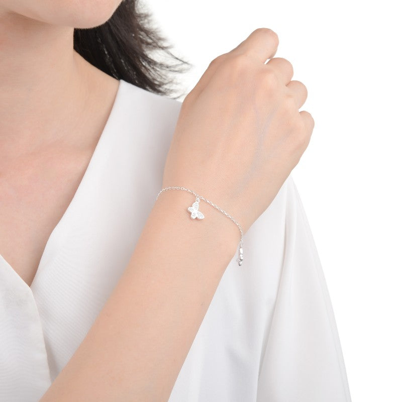 Pulsera Mariposas Brillos - Plata