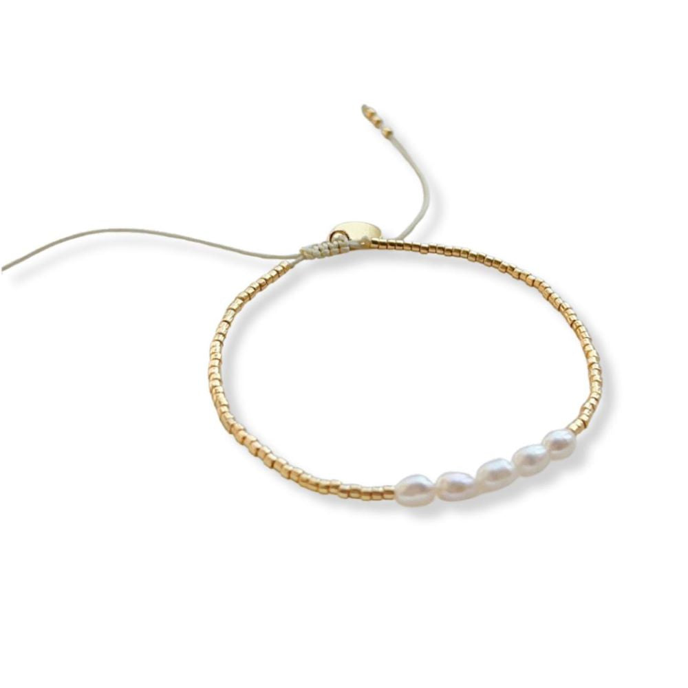Pulsera Perlas con Cuentas - Dorada