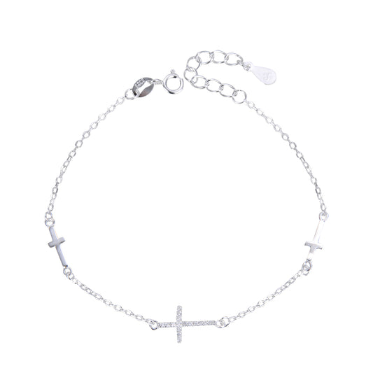 Pulsera Cruces Brillo - Plata