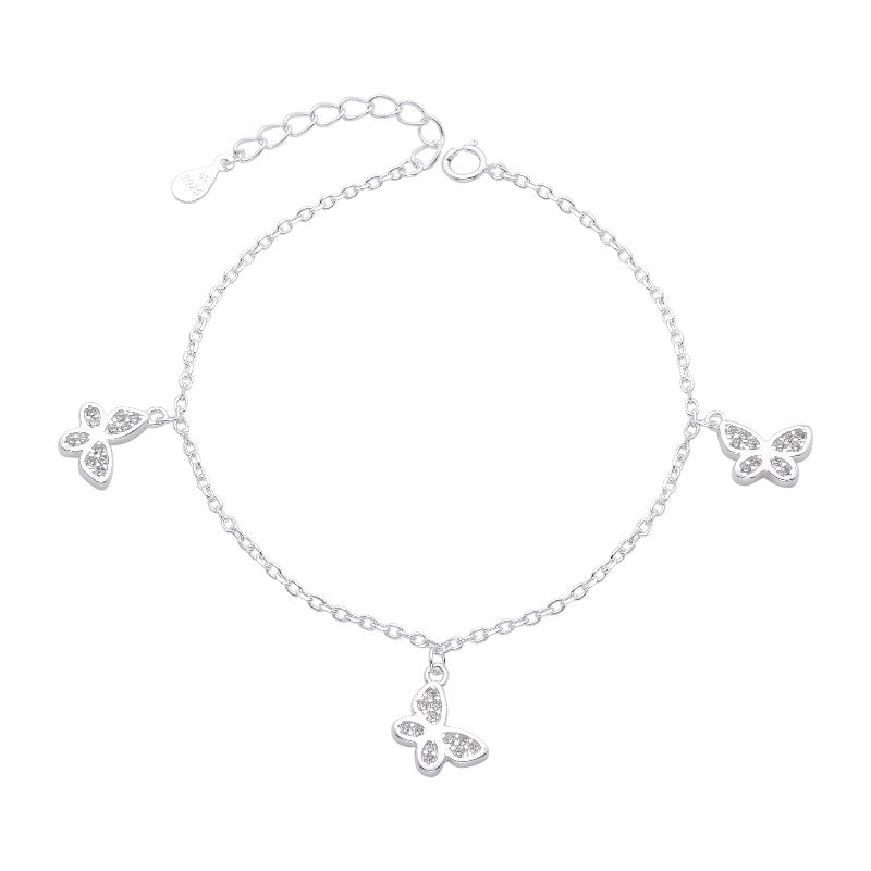 Pulsera Mariposas Brillos - Plata