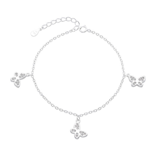 Pulsera Mariposas Brillos - Plata