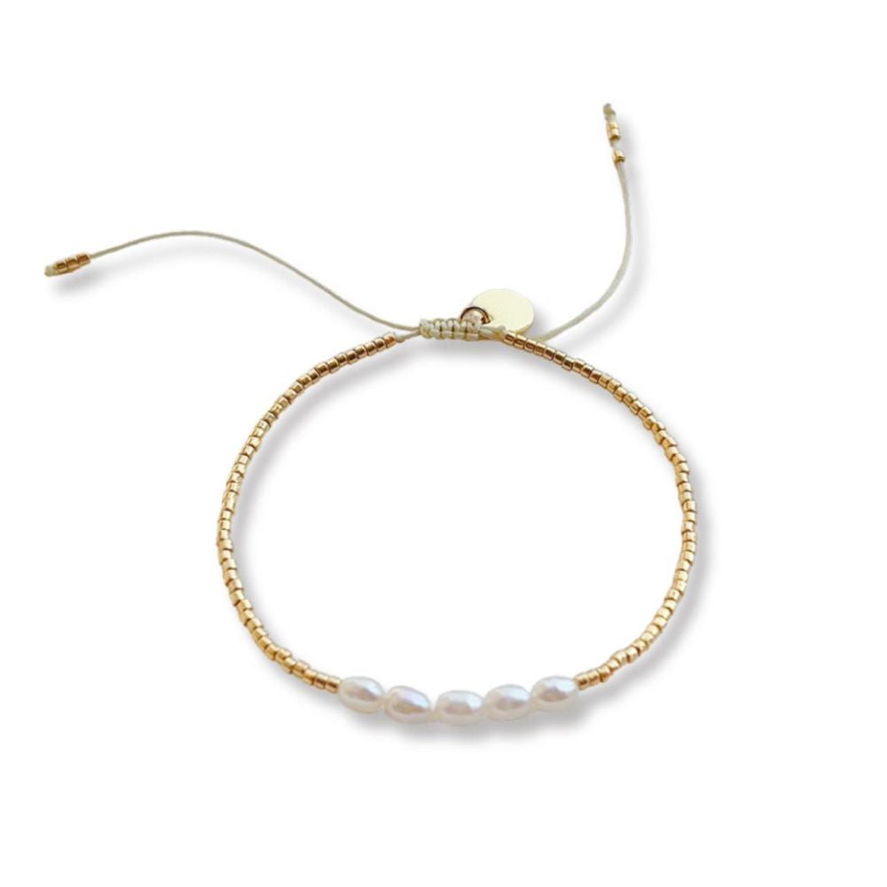 Pulsera Perlas con Cuentas - Dorada