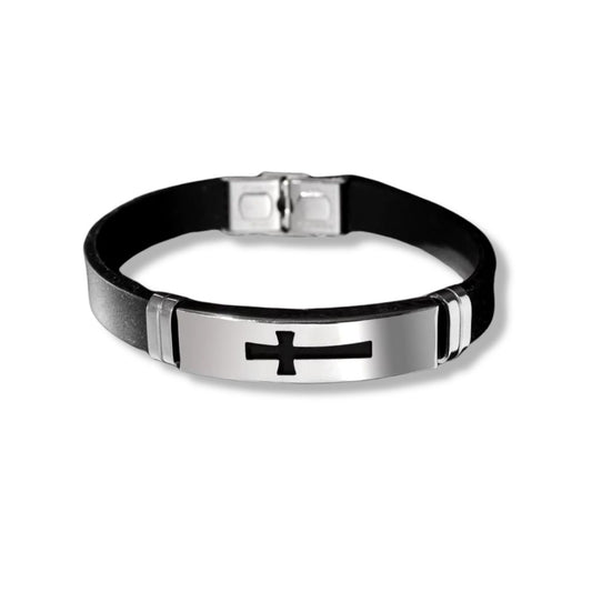 Pulsera Cruz - Acero y Silicona