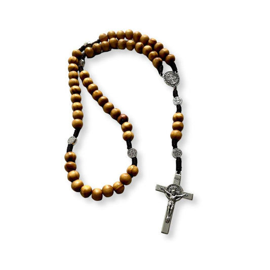 Rosario Medalla de San Benito con Cruz de Metal - Olivo
