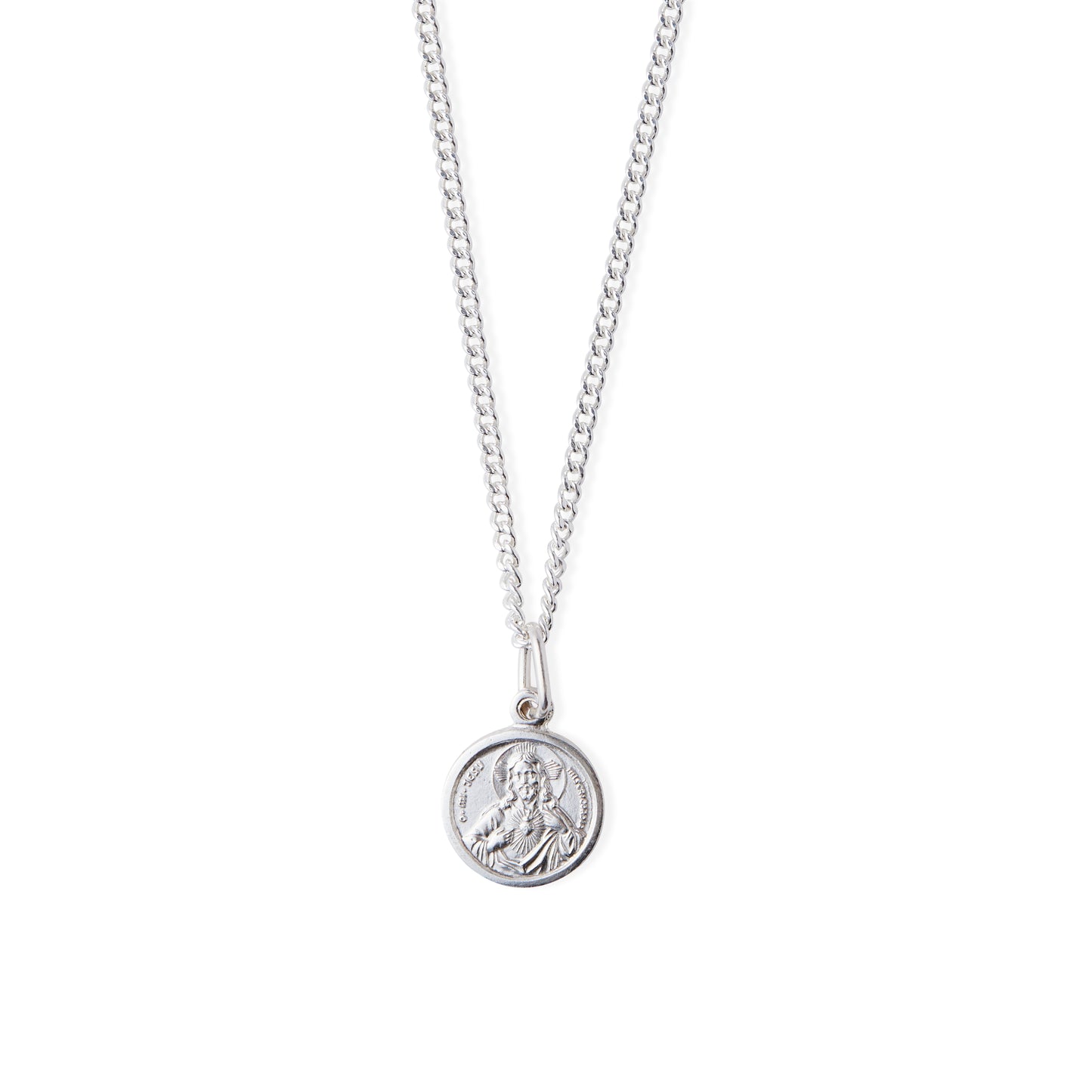 Dije Sagrado Corazón de Jesús y Cadena - Plata