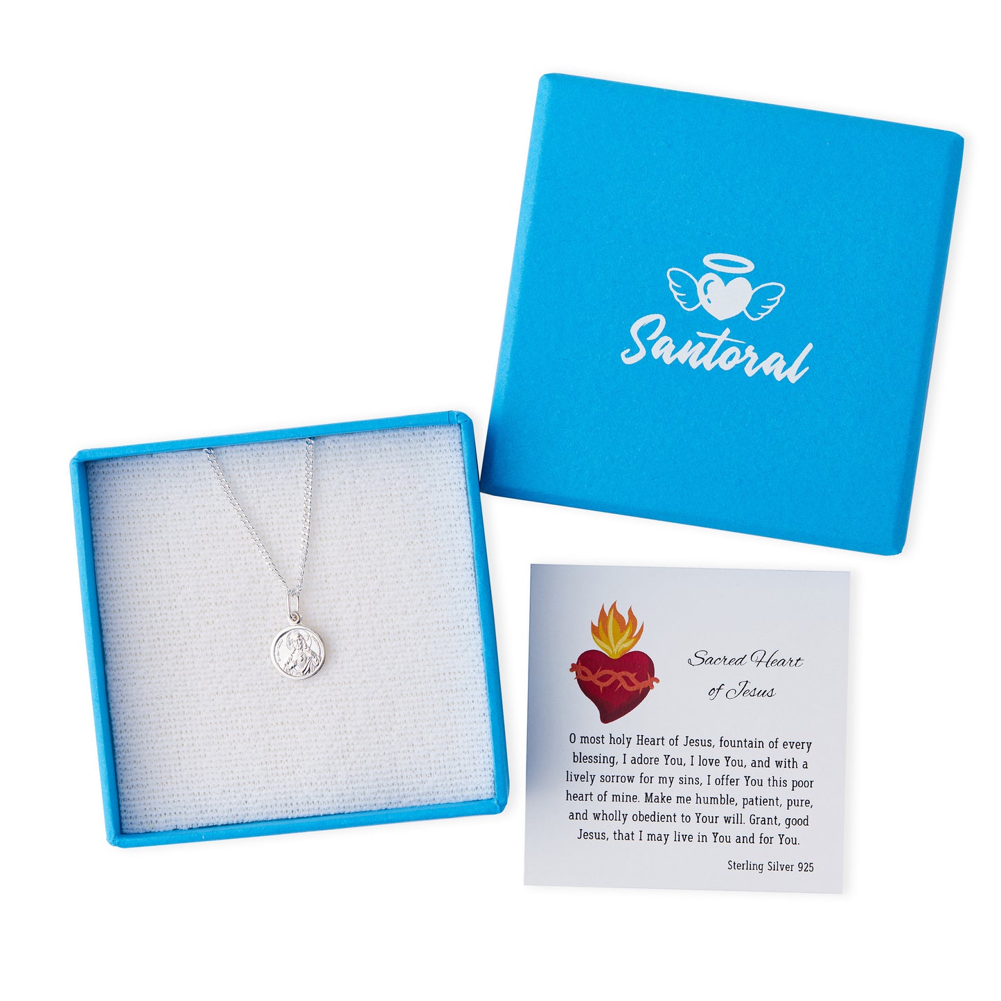 Dije Sagrado Corazón de Jesús y Cadena - Plata
