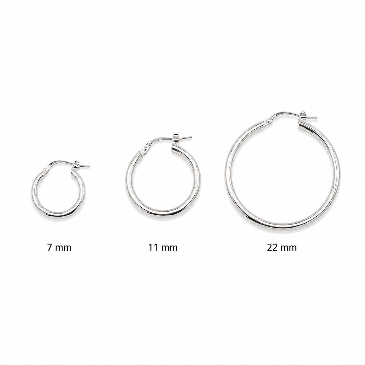 Aretes Aro Tubo  - Varios  Tamaños - Plata