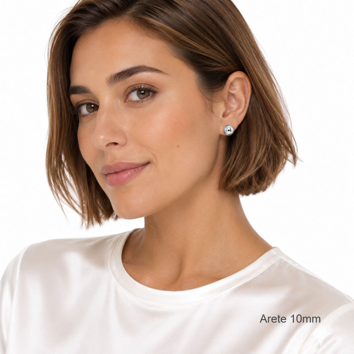 Aretes Media Bola Lisos - Plata