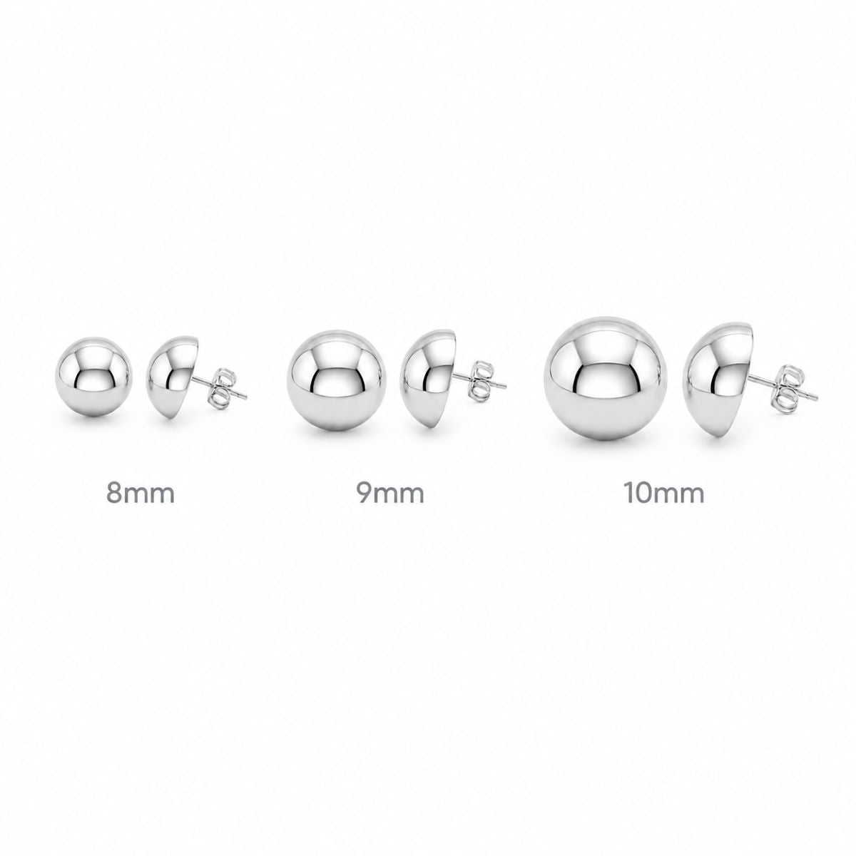 Aretes Media Bola Lisos - Plata