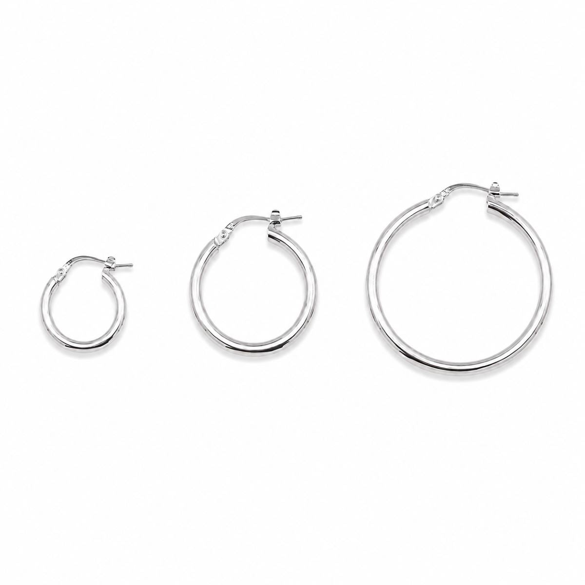 Aretes Aro Tubo  - Varios  Tamaños - Plata